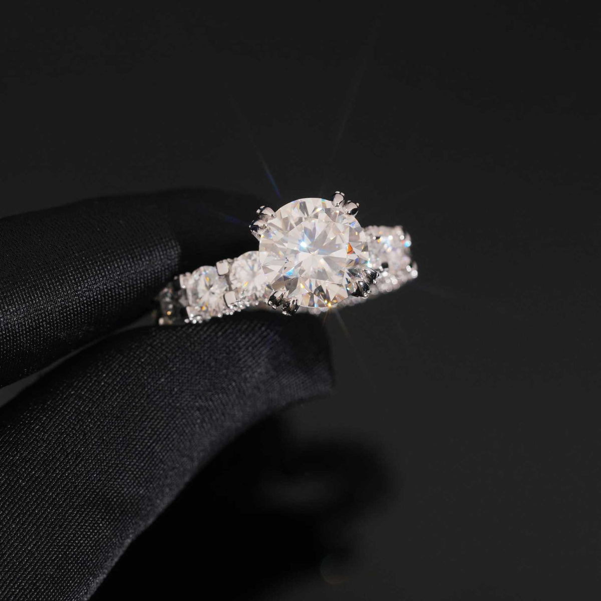 Handmade 5 Carat Round Moissanite Eternity Ring