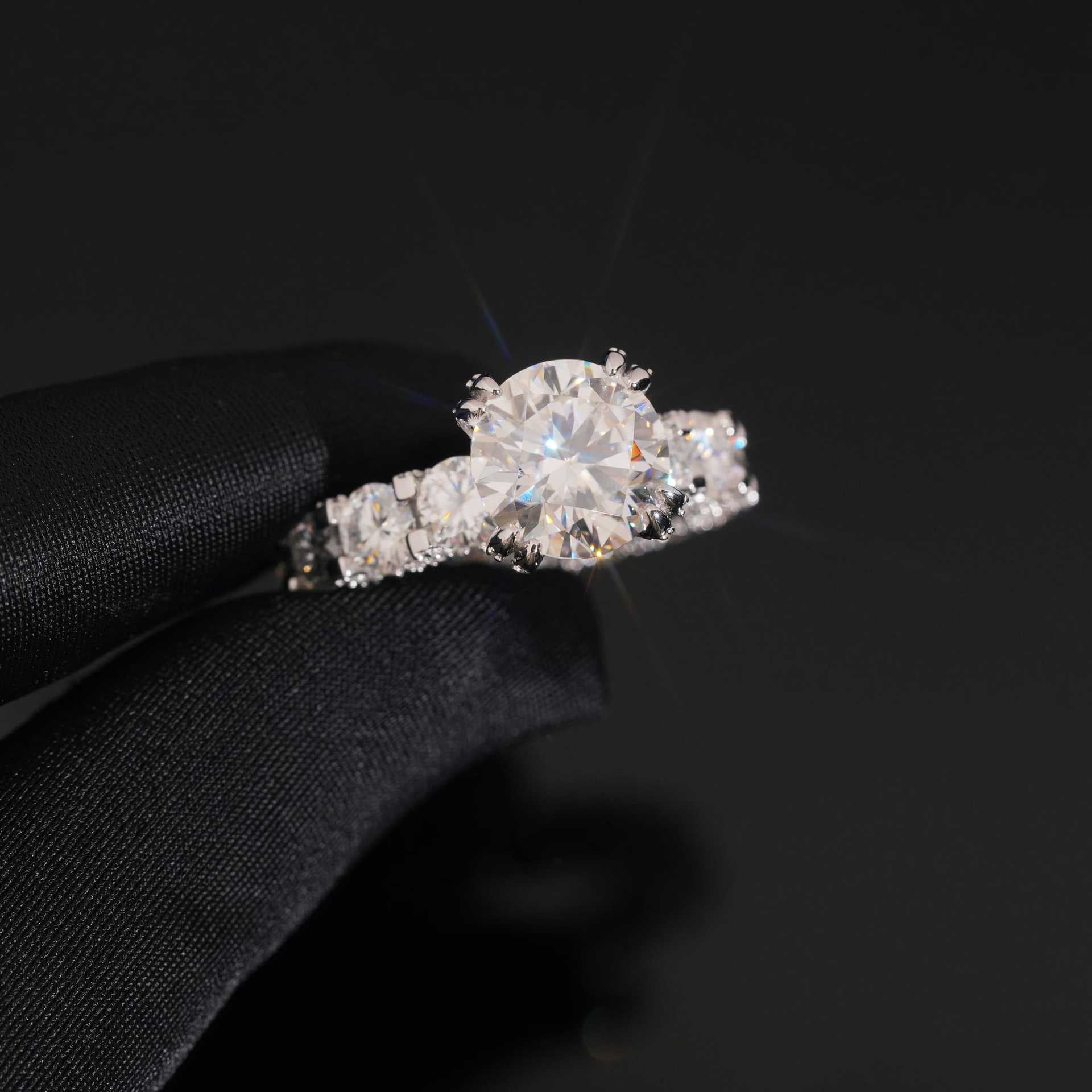 Handmade 5 Carat Round Moissanite Eternity Ring
