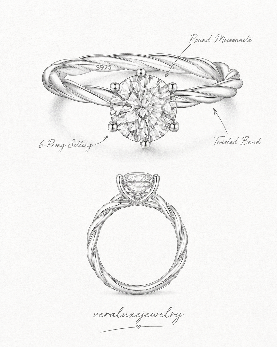 D Color Moissanite Promise Ring