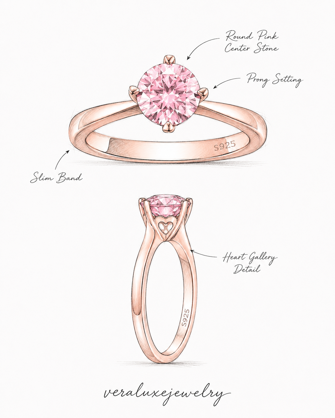 Cherry Blossom Pink Moissanite Ring