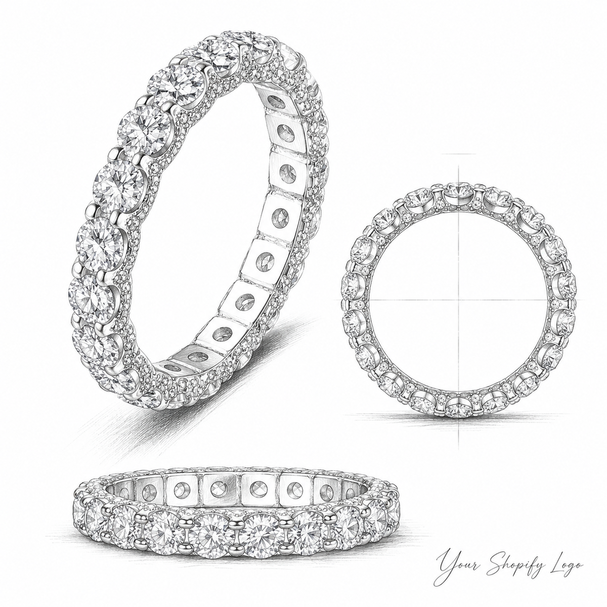 2.1 CT Moissanite Pavé Band Ring