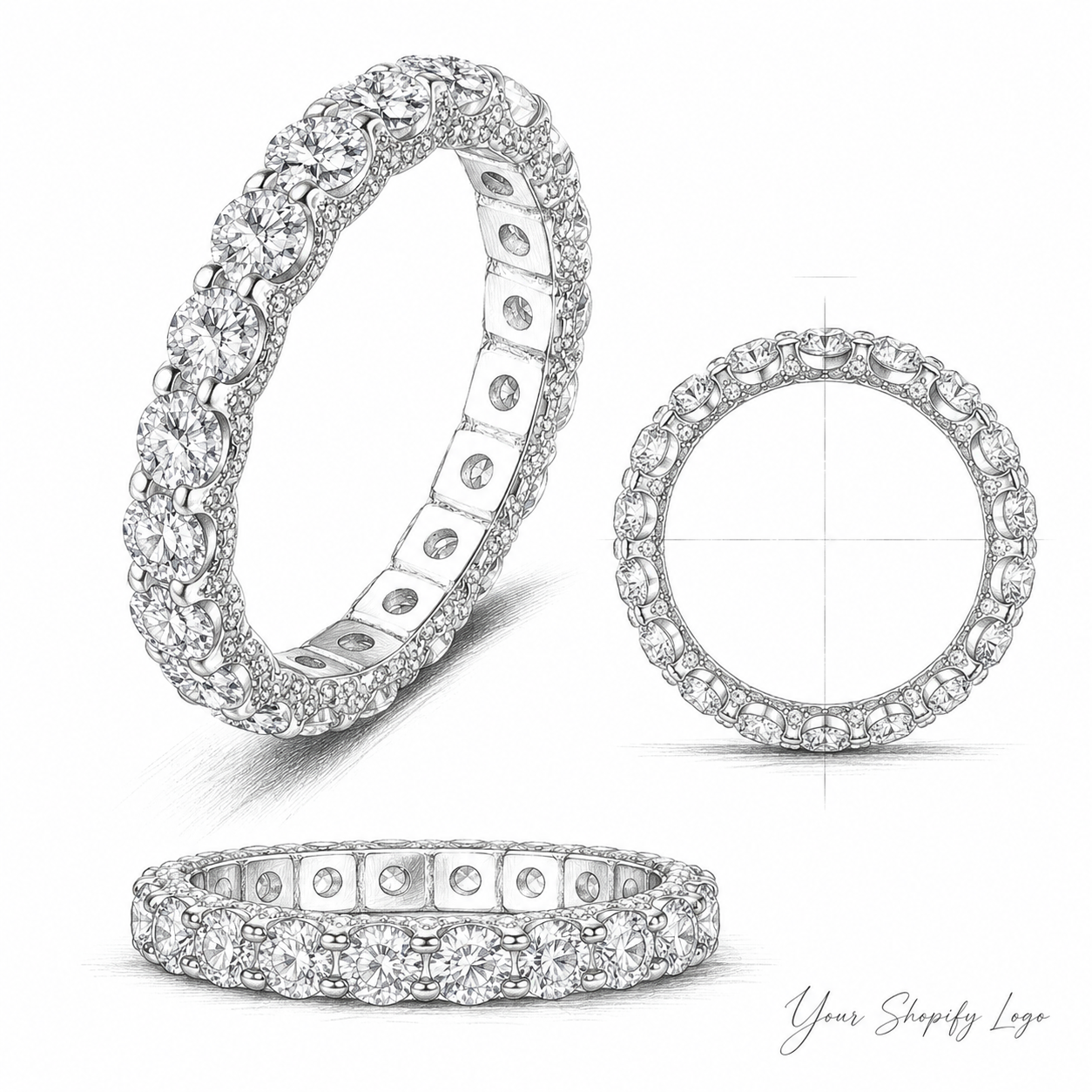 2.1 CT Moissanite Pavé Band Ring