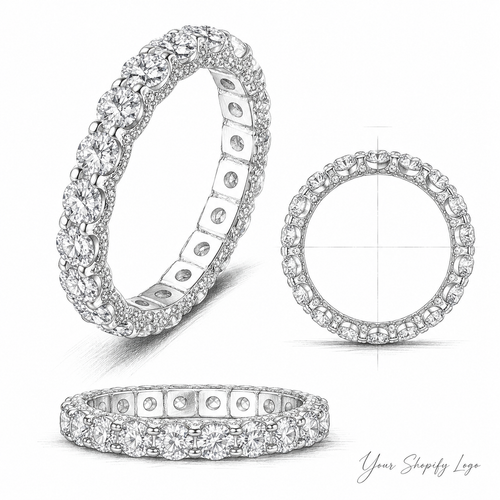 2.1 CT Moissanite Pavé Band Ring