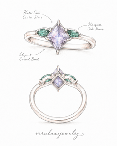 Kite-Cut Lab-Grown Alexandrite Three-Stone Ring
