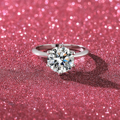 2 CT Round Moissanite Six-Prong Solitaire Ring