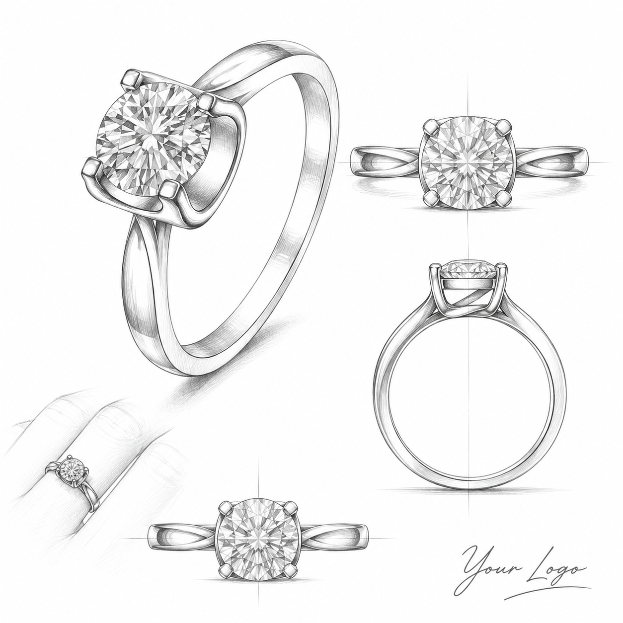 925 Sterling Silver Round Moissanite Solitaire Ring