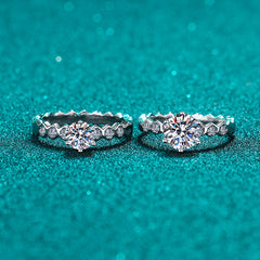 Round Moissanite Bypass Ring in 925 Sterling Silver