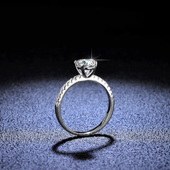 Round Moissanite Pavé Side-Stone Ring