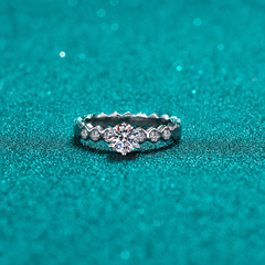 Round Moissanite Bypass Ring in 925 Sterling Silver