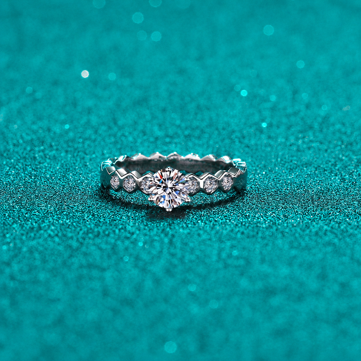 Round Moissanite Bypass Ring in 925 Sterling Silver