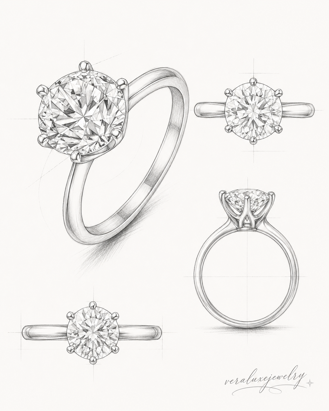 2 CT Round Moissanite Six-Prong Solitaire Ring