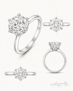 2 CT Round Moissanite Six-Prong Solitaire Ring