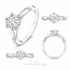 Round Moissanite Ring in 925 Sterling Silver