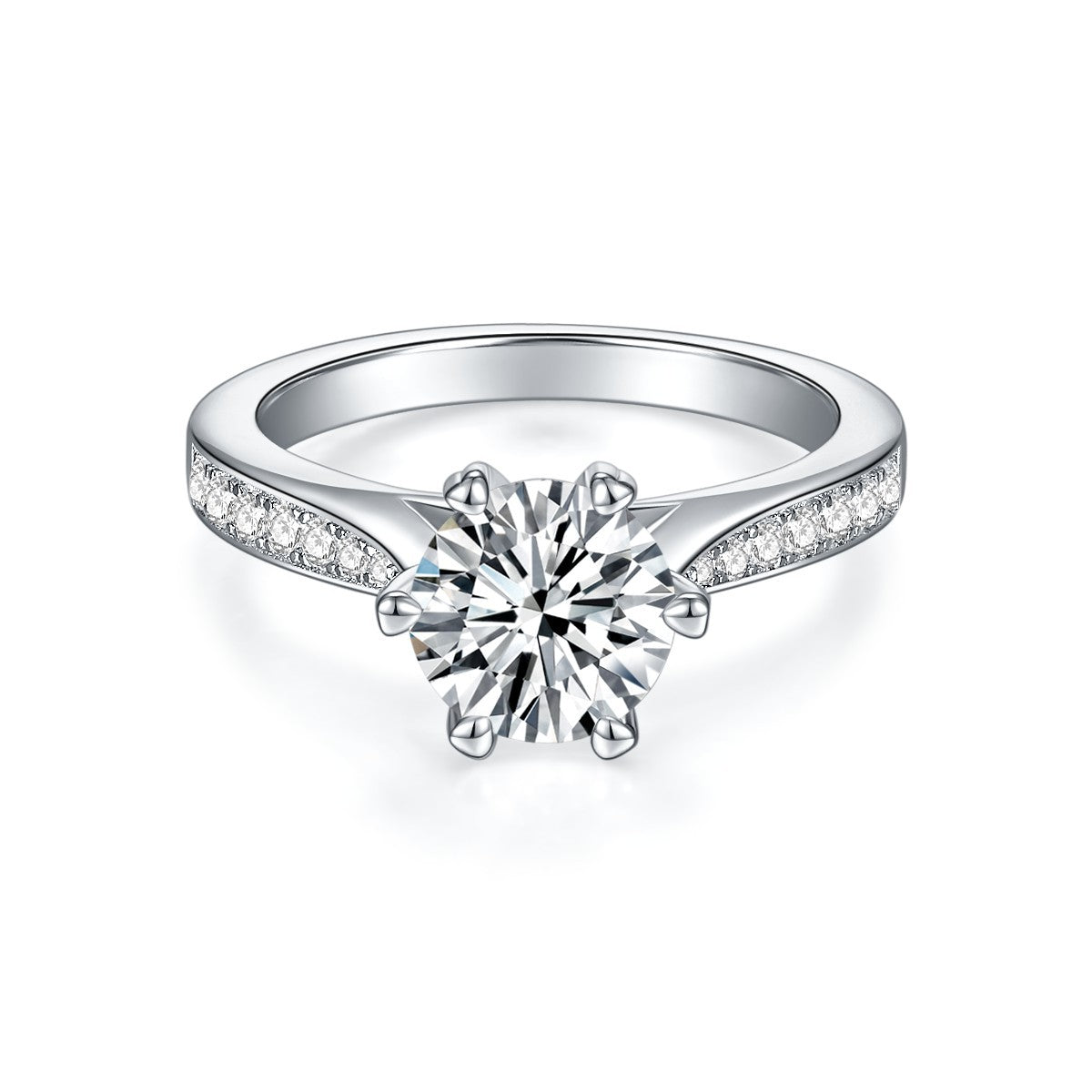 1CT Round Moissanite Spinning Ring in S925 Sterling Silver