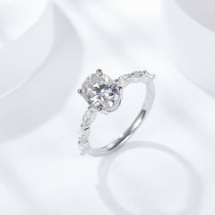 Oval Moissanite Ring in S925 Sterling Silver