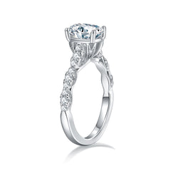 1.5CT Oval Moissanite Ring with Pavé Band in Sterling Silver