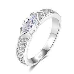 D Color Marquise Moissanite Guardian Eye Ring in S925 Sterling Silver