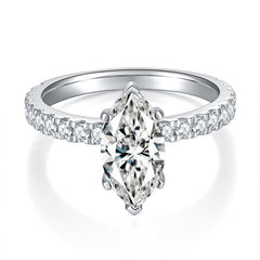 2CT Marquise Moissanite Ring with Pavé Band in S925 Sterling Silver