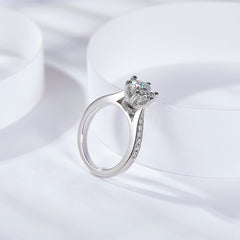 1CT Round Moissanite Spinning Ring in S925 Sterling Silver