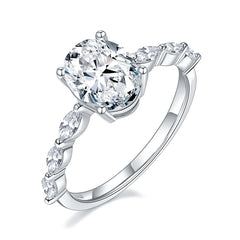 Oval Moissanite Ring in S925 Sterling Silver