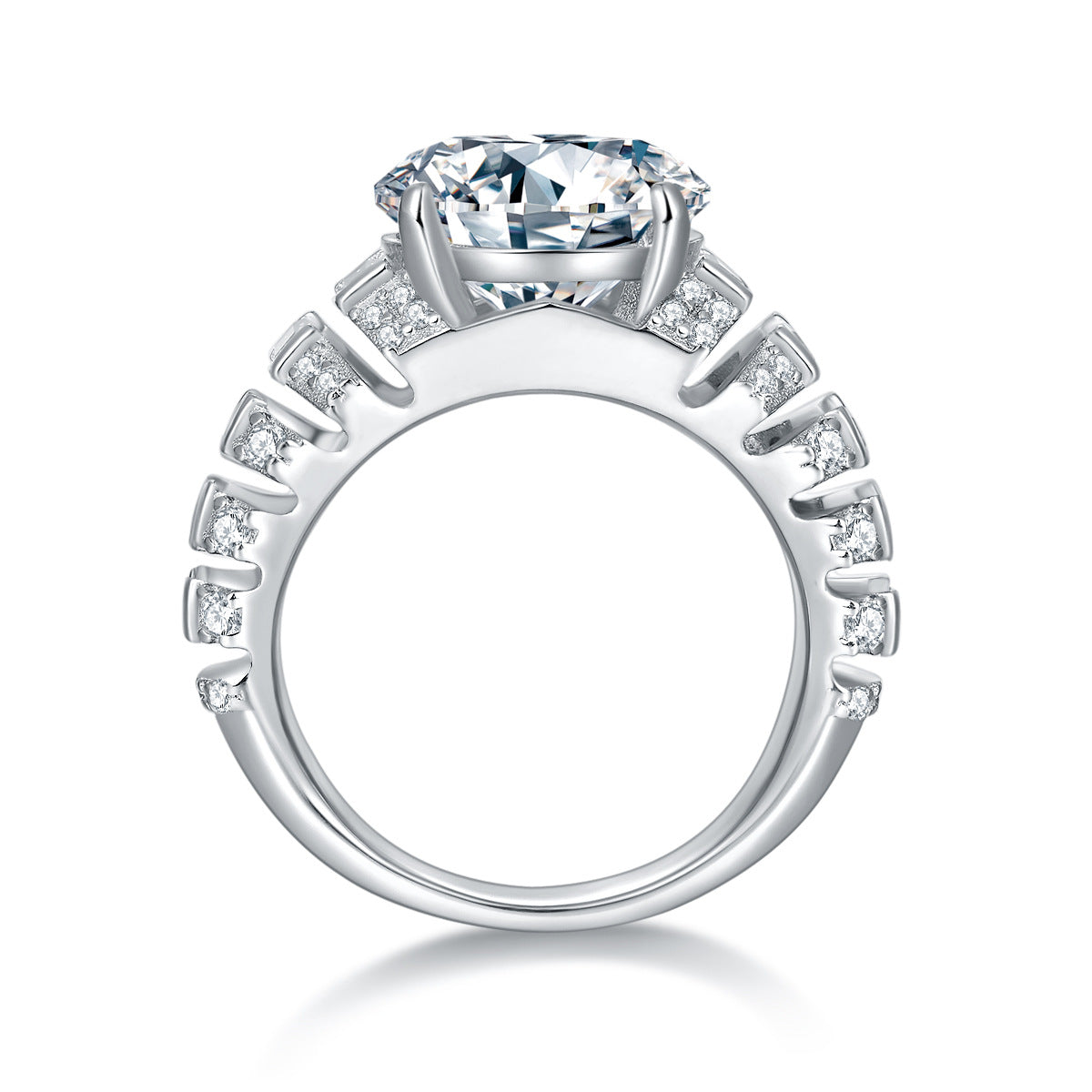 5CT Round Moissanite Statement Ring in S925 Sterling Silver