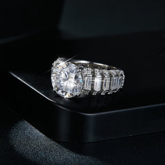 5CT Round Moissanite Statement Ring in S925 Sterling Silver