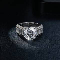 5CT Round Moissanite Statement Ring in S925 Sterling Silver