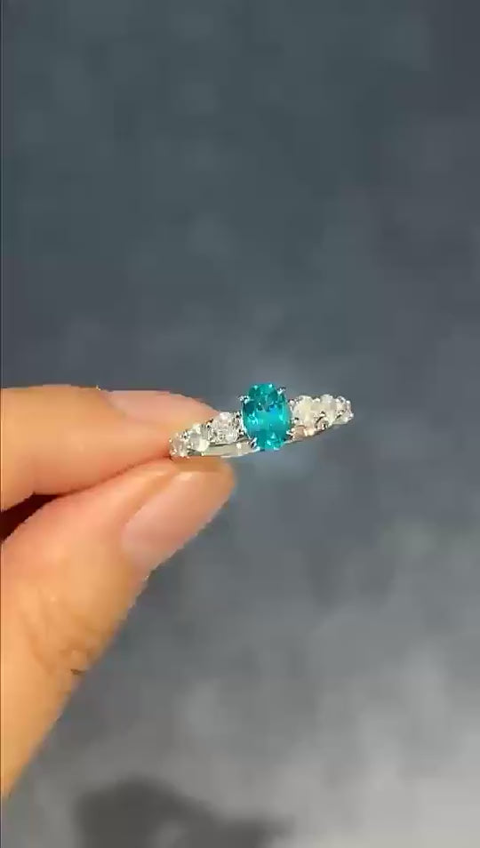 Ocean Blue Lab-Grown Paraiba-Style Ring