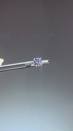 Round Moissanite Pavé Side-Stone Ring