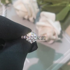 Round Moissanite Bypass Ring in 925 Sterling Silver