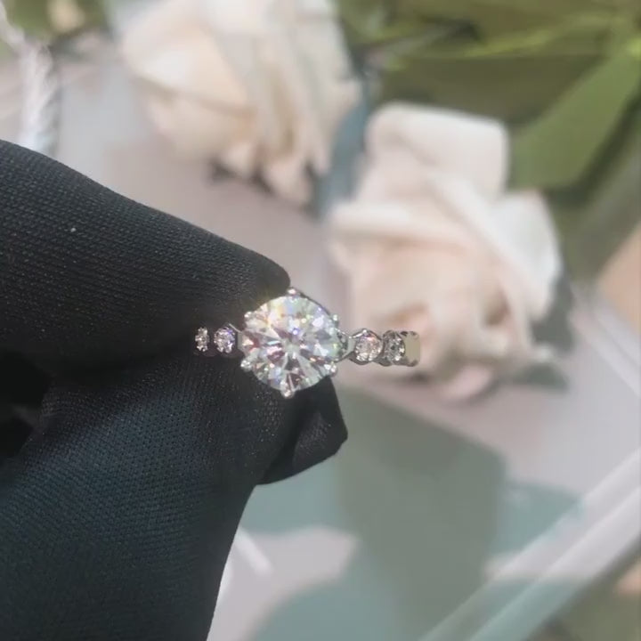 Round Moissanite Bypass Ring in 925 Sterling Silver