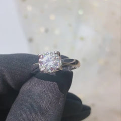 925 Sterling Silver Round Moissanite Solitaire Ring