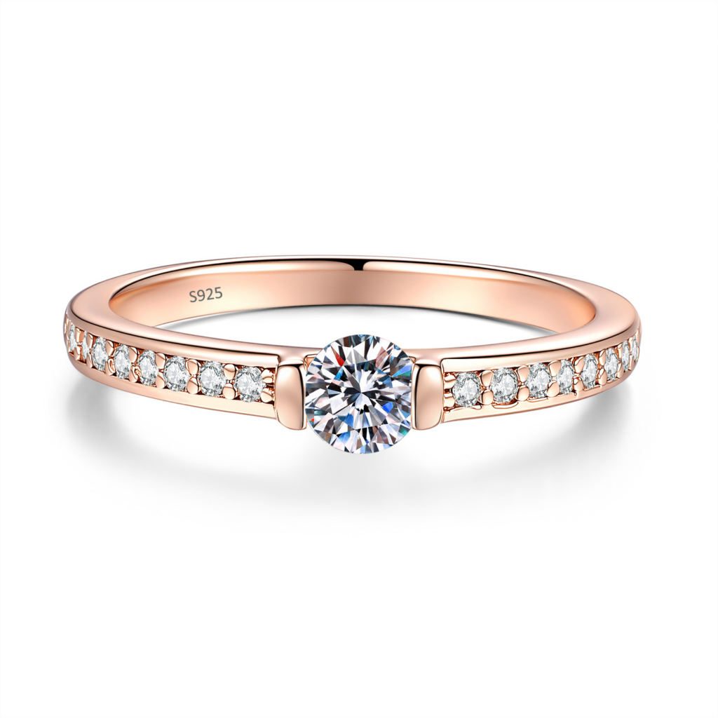 Rose Gold Moissanite Promise Ring