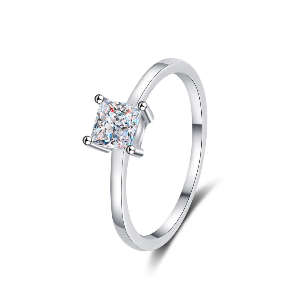 Princess-Cut Moissanite Solitaire Ring