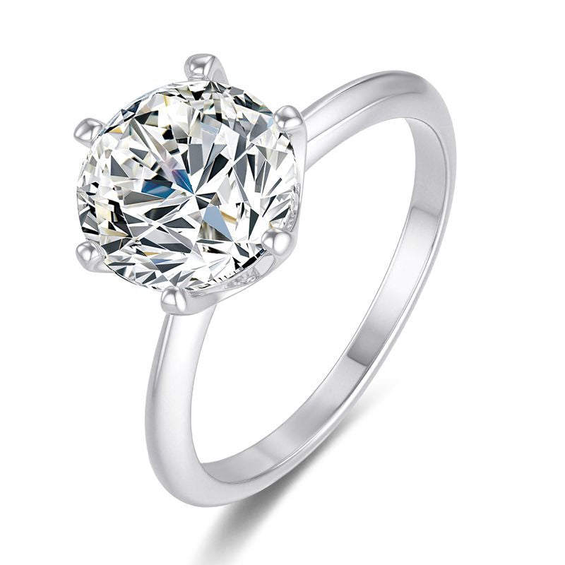 2 CT Round Moissanite Six-Prong Solitaire Ring