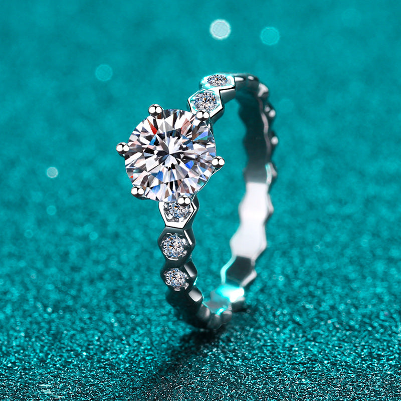 Round Moissanite Bypass Ring in 925 Sterling Silver