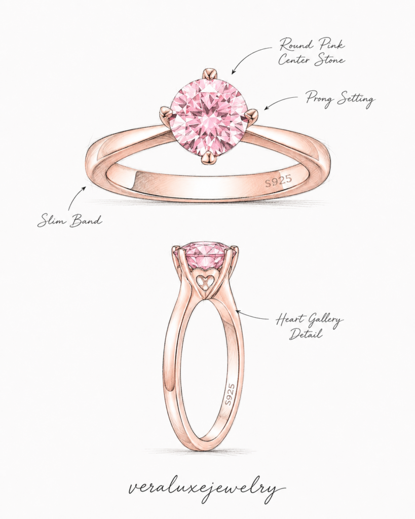 Cherry Blossom Pink Moissanite Ring