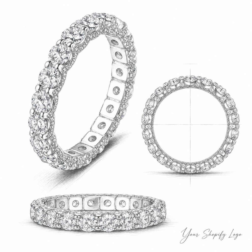 2.1 CT Moissanite Pavé Band Ring