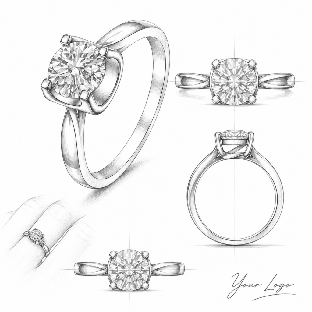 925 Sterling Silver Round Moissanite Solitaire Ring