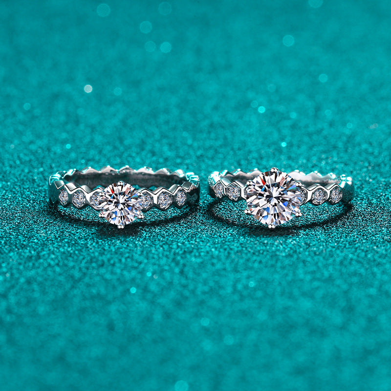 Round Moissanite Bypass Ring in 925 Sterling Silver