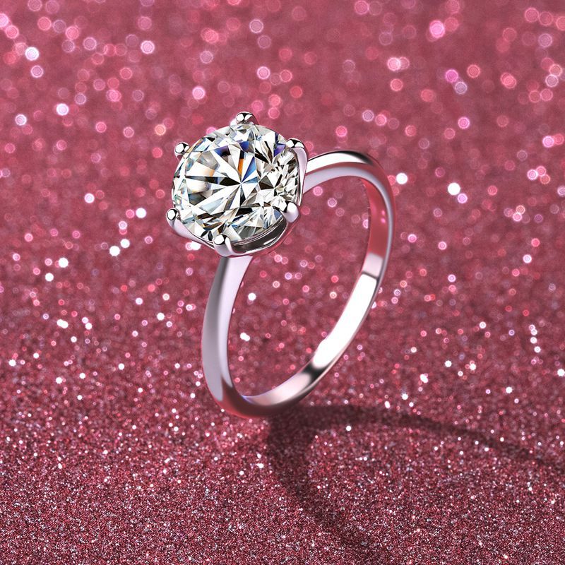 2 CT Round Moissanite Six-Prong Solitaire Ring