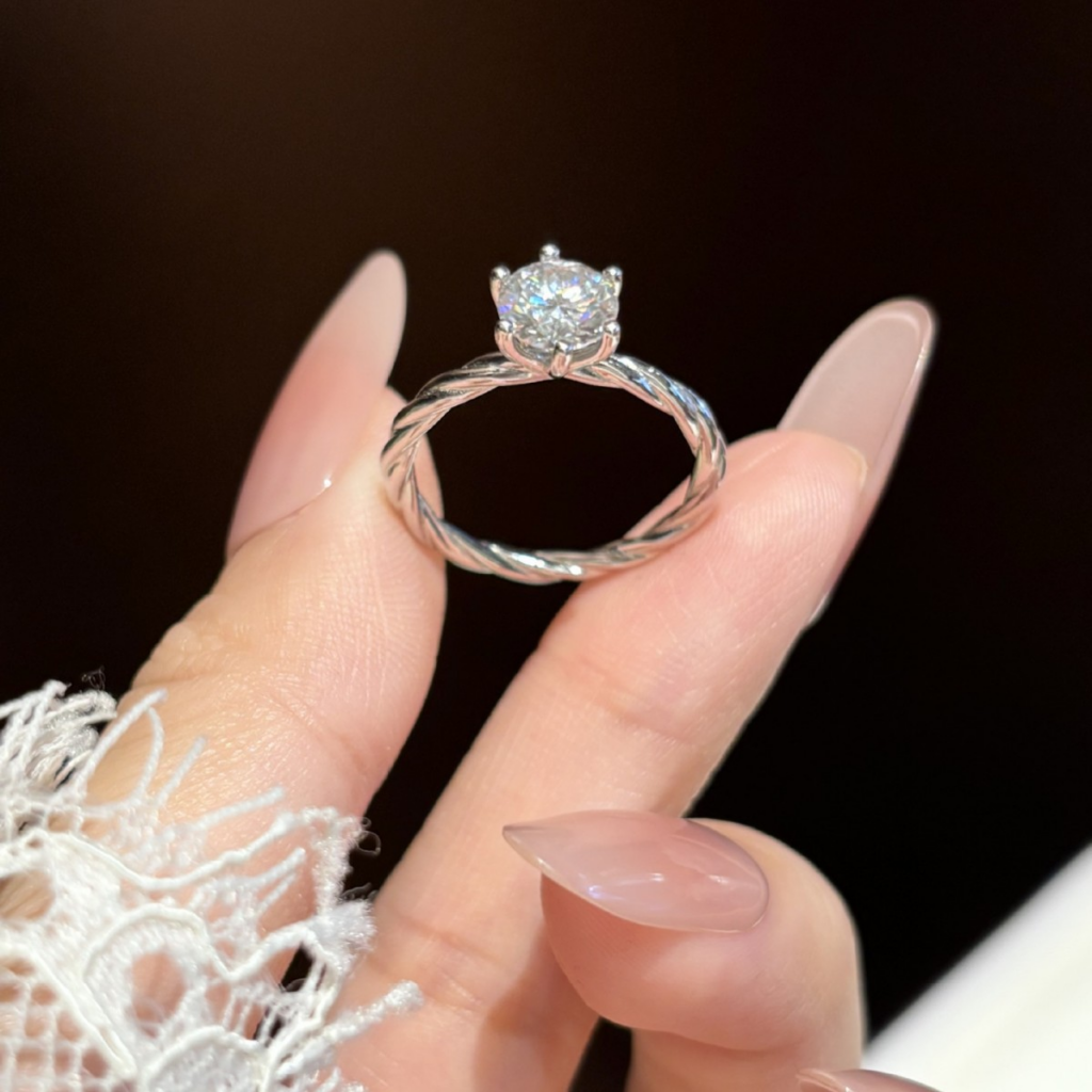 D Color Moissanite Promise Ring