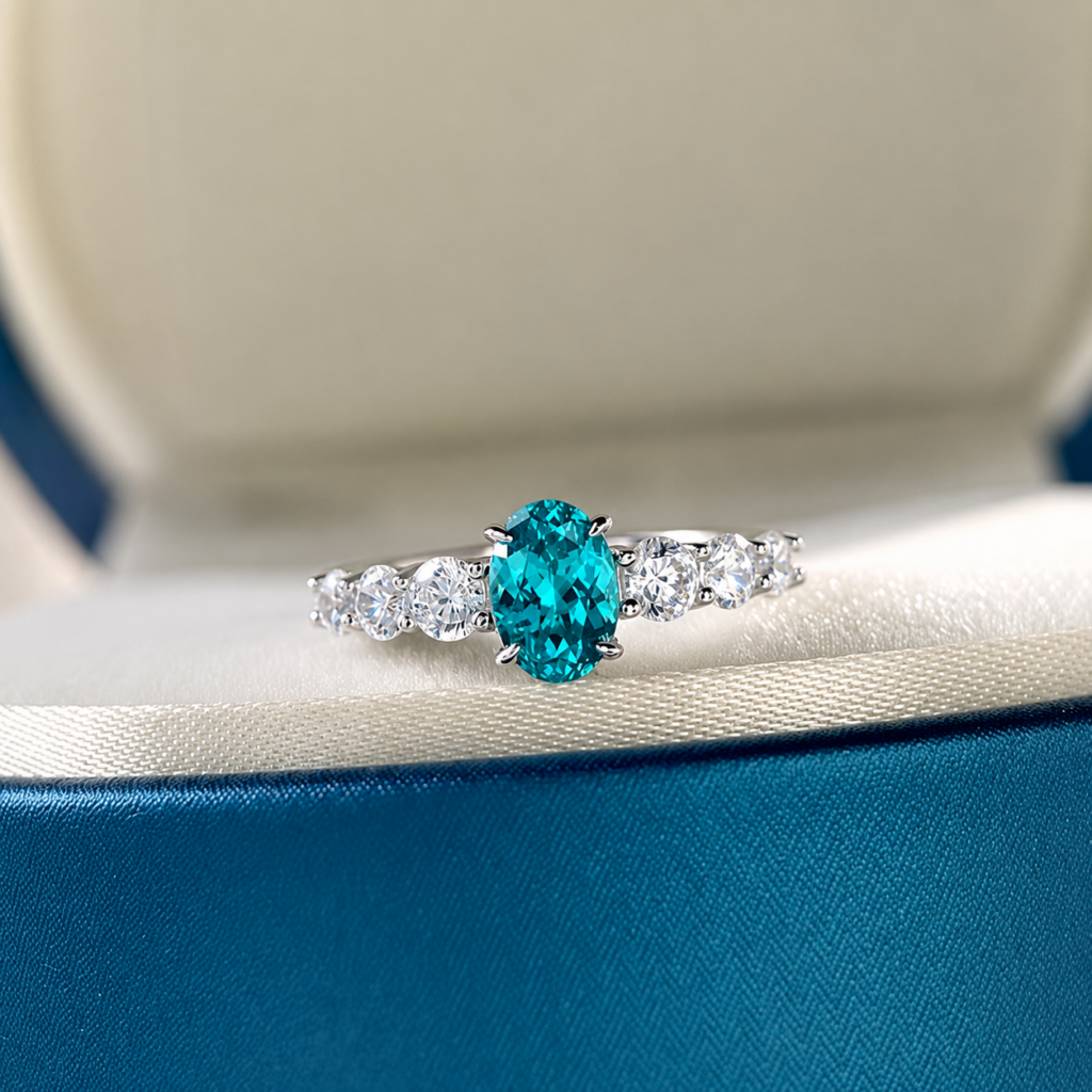 Ocean Blue Lab-Grown Paraiba-Style Ring