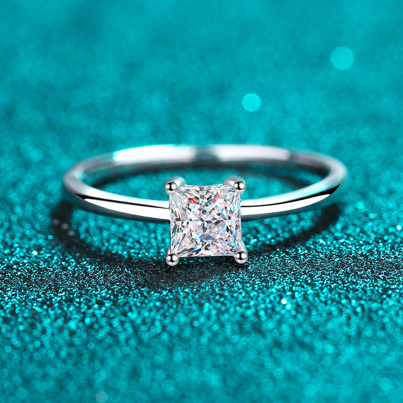 Princess-Cut Moissanite Solitaire Ring