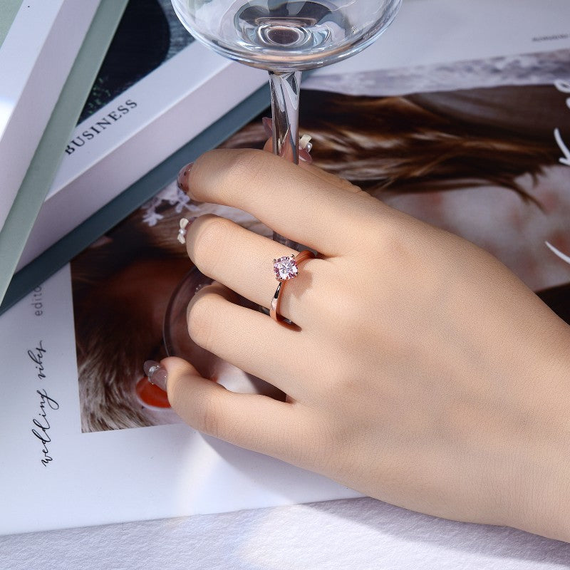 Cherry Blossom Pink Moissanite Ring