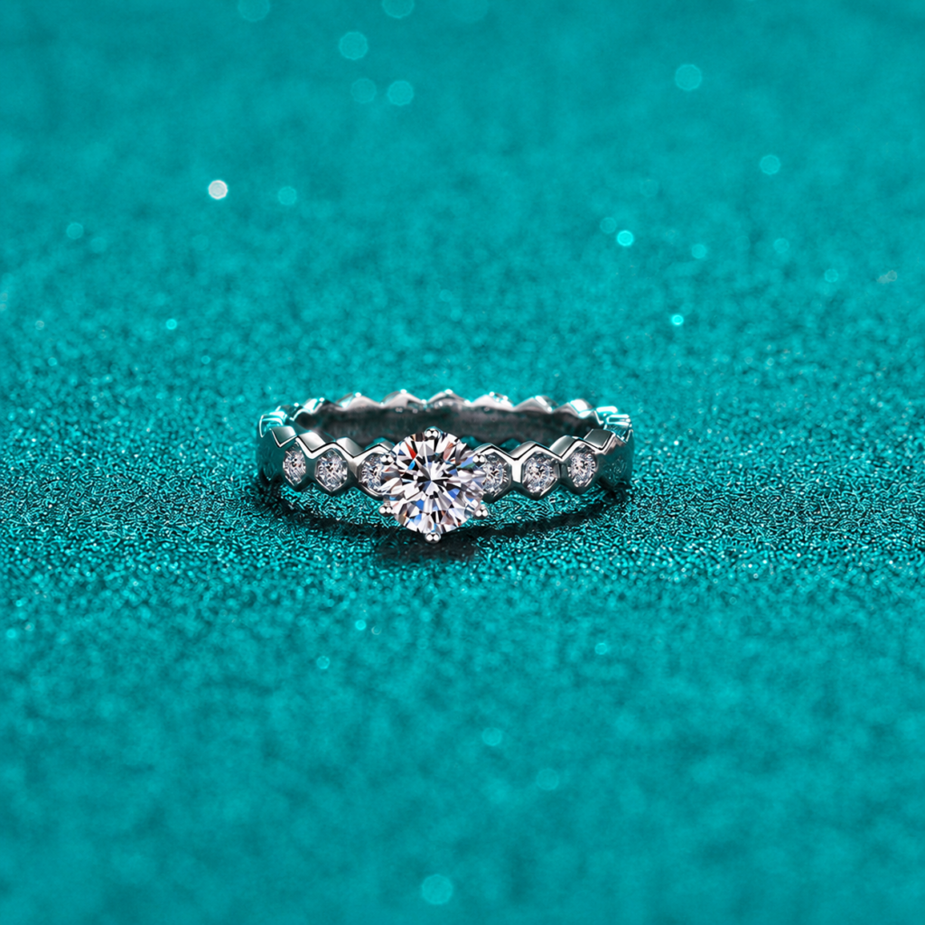 Round Moissanite Bypass Ring in 925 Sterling Silver