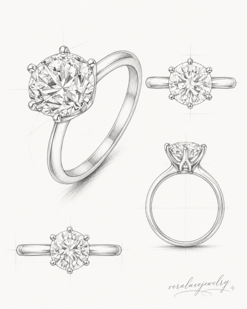 2 CT Round Moissanite Six-Prong Solitaire Ring