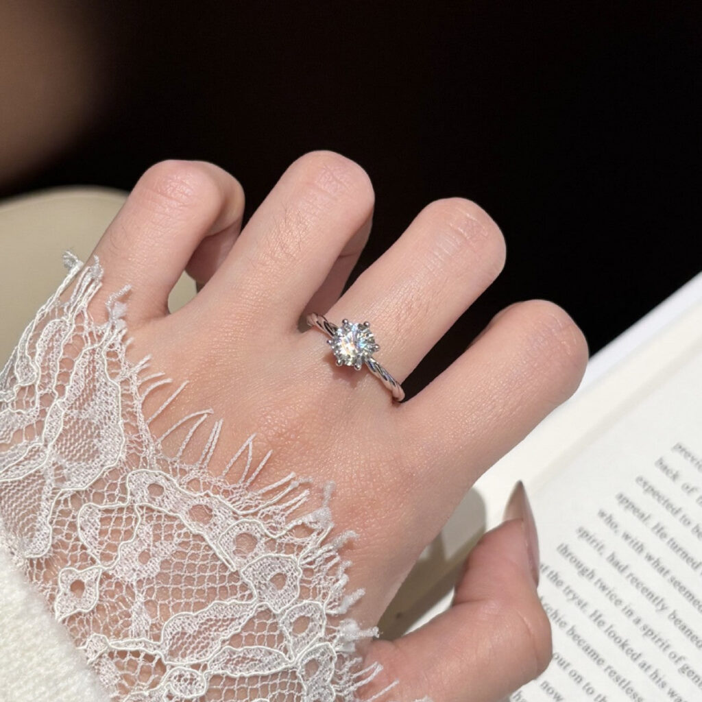 D Color Moissanite Promise Ring