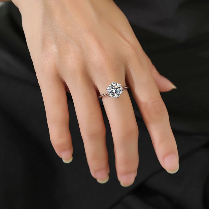 2 CT Round Moissanite Six-Prong Solitaire Ring