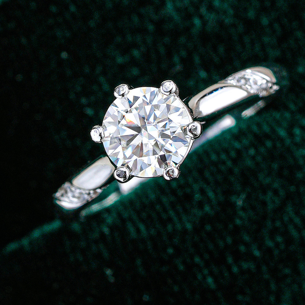 Round Moissanite Ring in 925 Sterling Silver